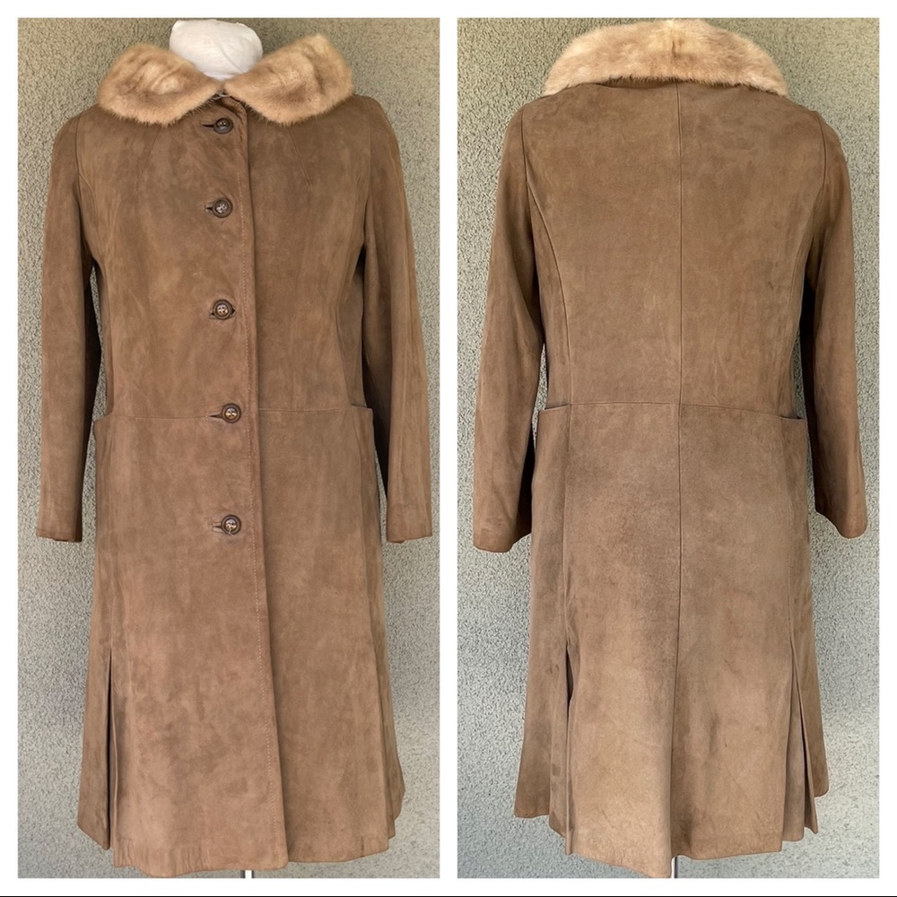 60s vintage suede/mink fur coat